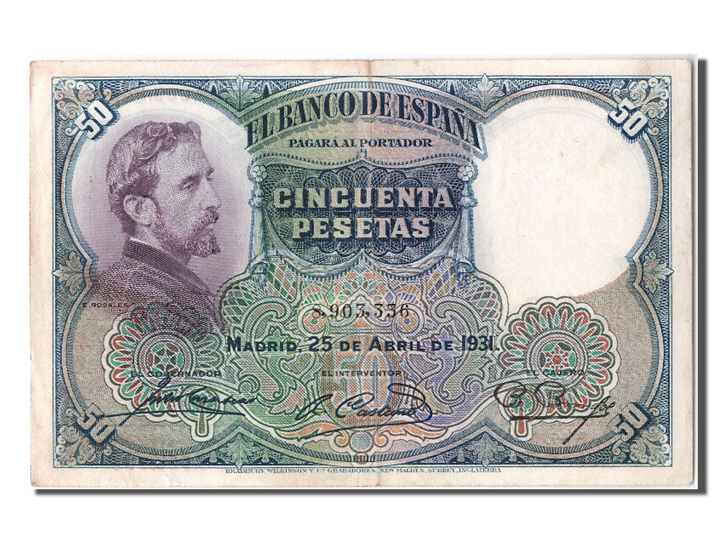 Banknote, Spain, 50 Pesetas, 1931, 1931-04-25, UNC(60-62)