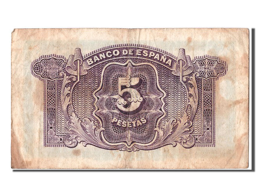 Biljet, Spanje, 5 Pesetas, 1935, TB+