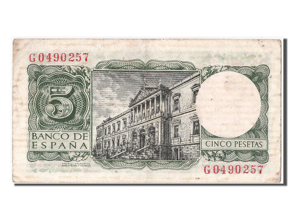 Banconote, Spagna, 5 Pesetas, 1954, 1954-07-22, SPL-