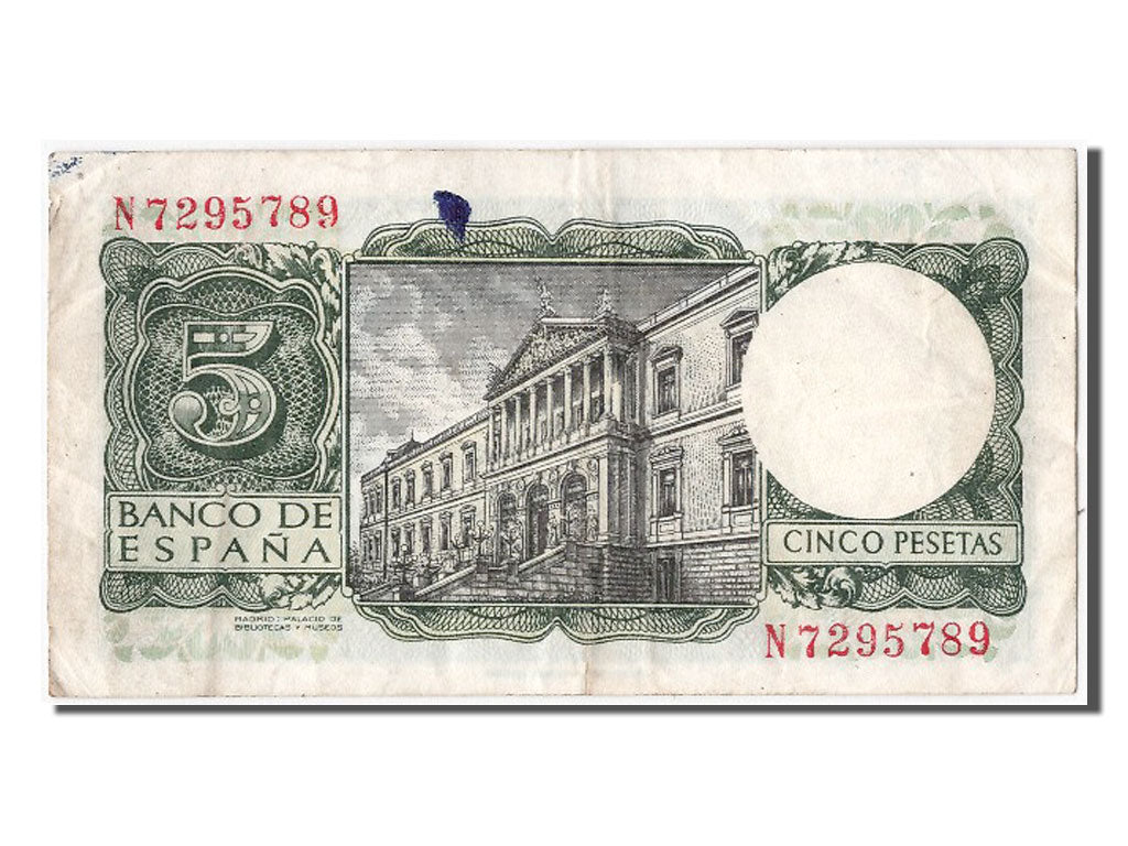 Banconote, Spagna, 5 Pesetas, 1954, 1954-07-22, BB