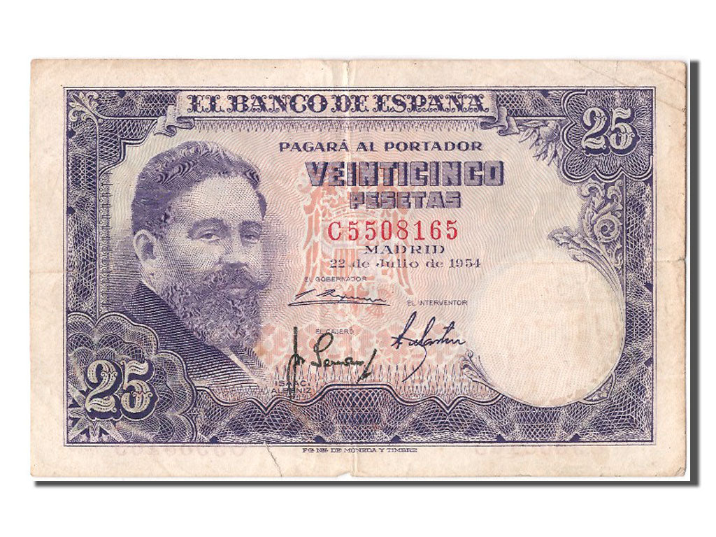 Geldschein, Spanien, 25 Pesetas, 1954, 1954-07-22, SS