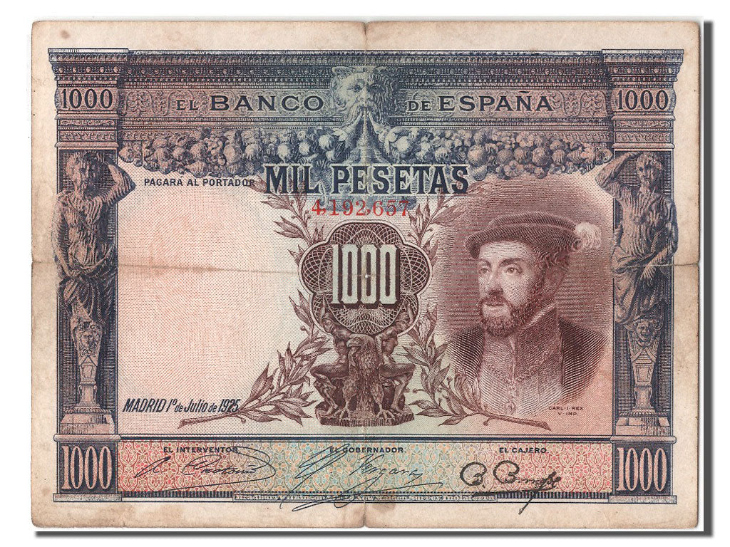 Banknote, Spain, 1000 Pesetas, 1925, 1925-07-01, KM:70c, VF(30-35)