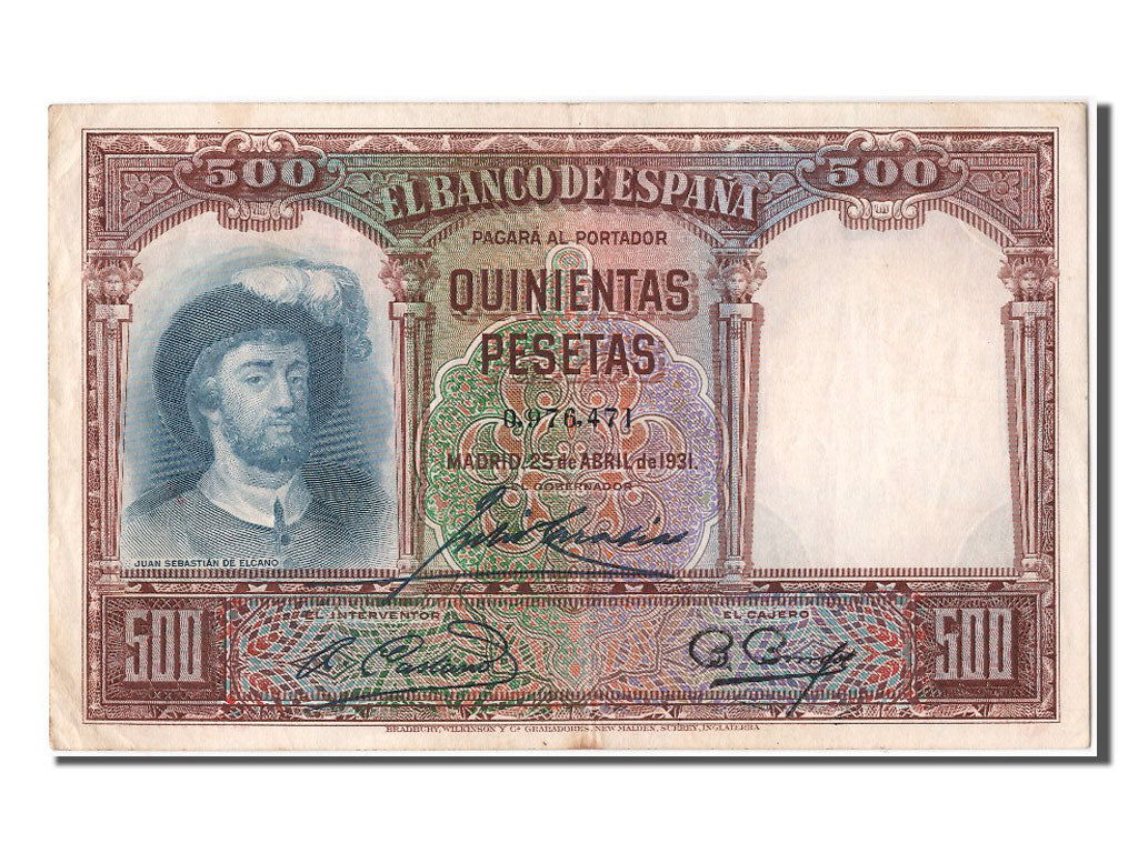 Billet, Espagne, 500 Pesetas, 1931, 1931-04-25, KM:84, TTB+