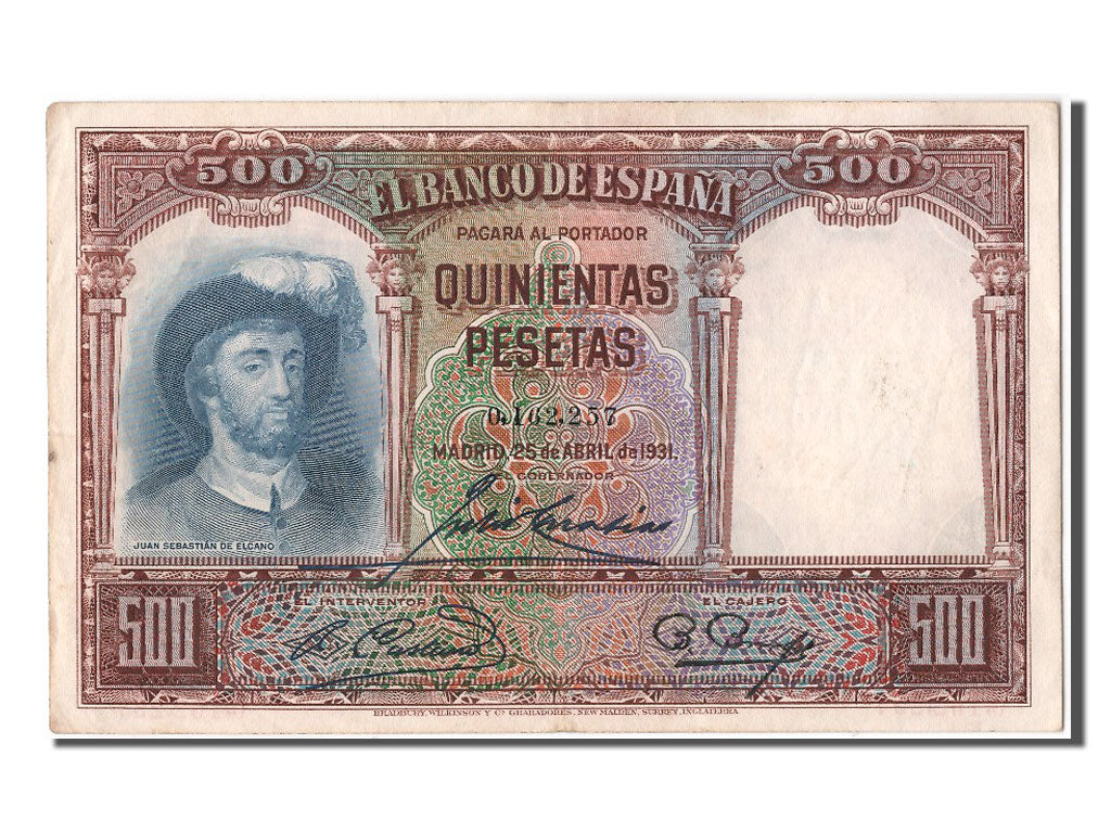 Geldschein, Spanien, 500 Pesetas, 1931, 1931-04-25, KM:84, SS+