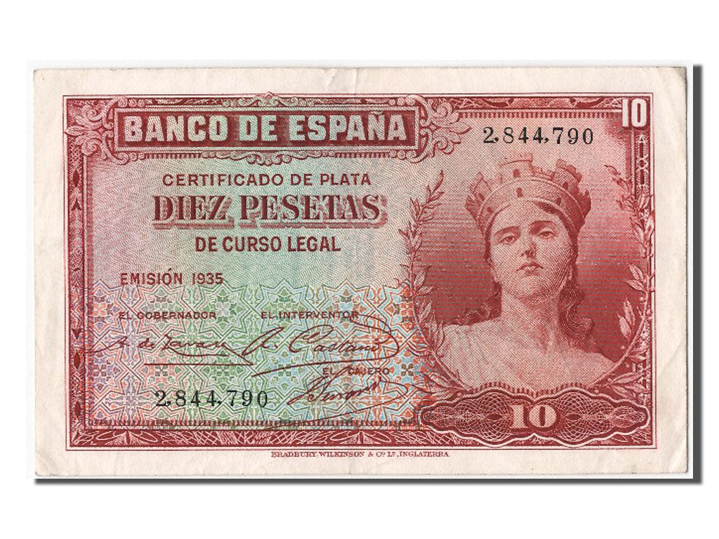 Banconote, Spagna, 10 Pesetas, 1935, SPL-