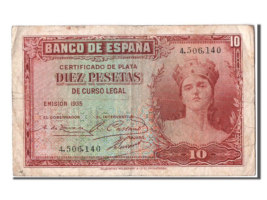 Banknote, Spain, 10 Pesetas, 1935, VF(30-35)