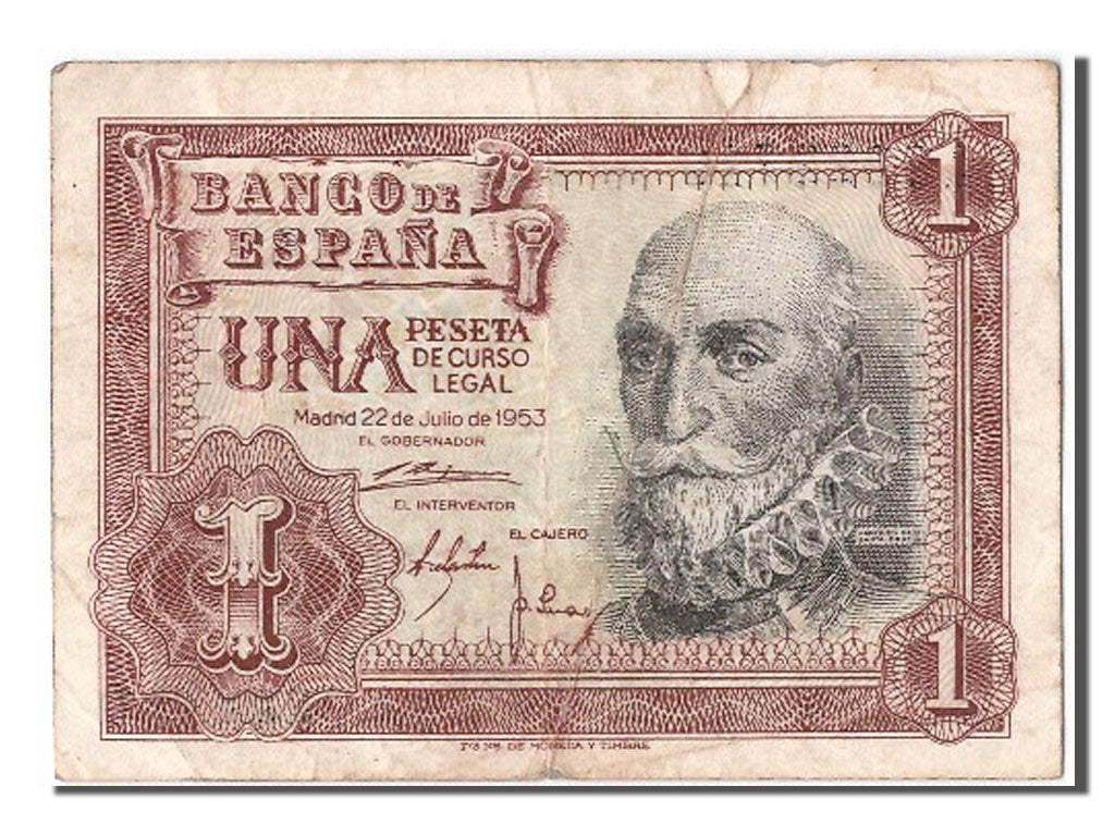 Banconote, Spagna, 1 Peseta, 1953, 1953-07-22, MB+