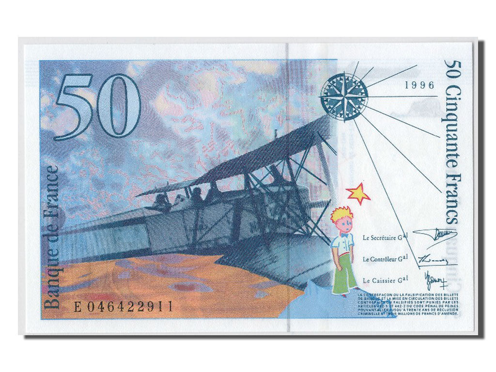 Biljet, Frankrijk, 50 Francs, 50 F 1992-1999 ''St Exupéry'', 1996, NIEUW