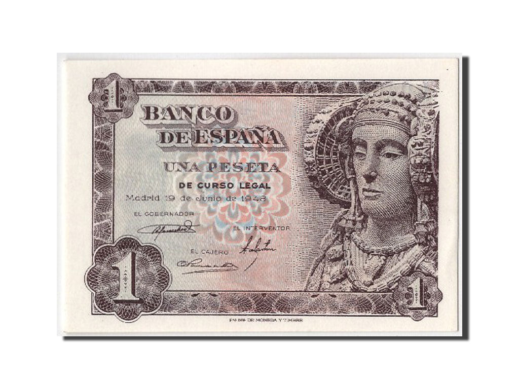 Banknot, Hiszpania, 1 Peseta, 1948, 1948-06-19, UNC(65-70)