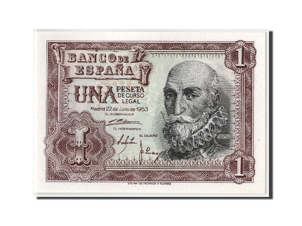 Banknote, Spain, 1 Peseta, 1953, 1953-07-22, UNC(65-70)