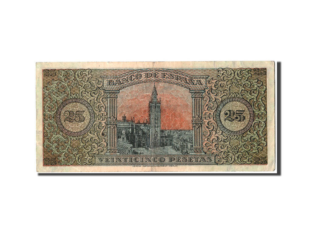 Banconote, Spagna, 25 Pesetas, 1938, 1938-05-20, BB