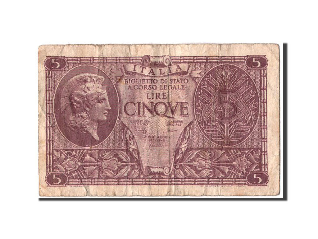 Billet, Italie, 5 Lire, 1944, 1944-11-23, TTB