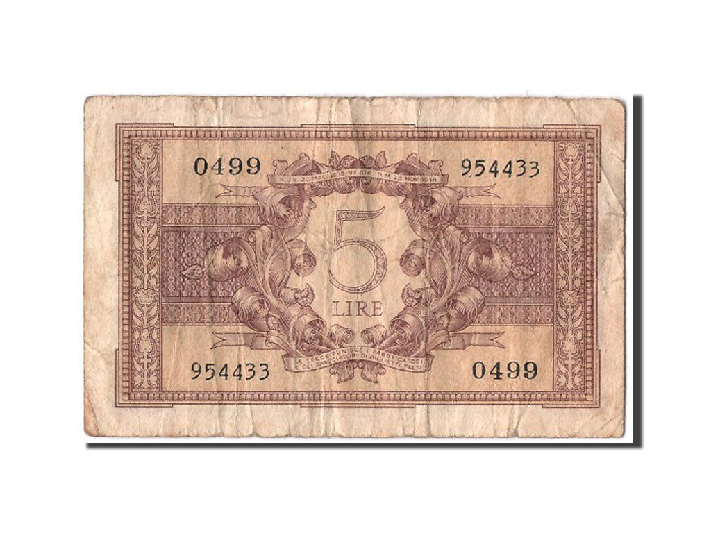 Billet, Italie, 5 Lire, 1944, 1944-11-23, TTB