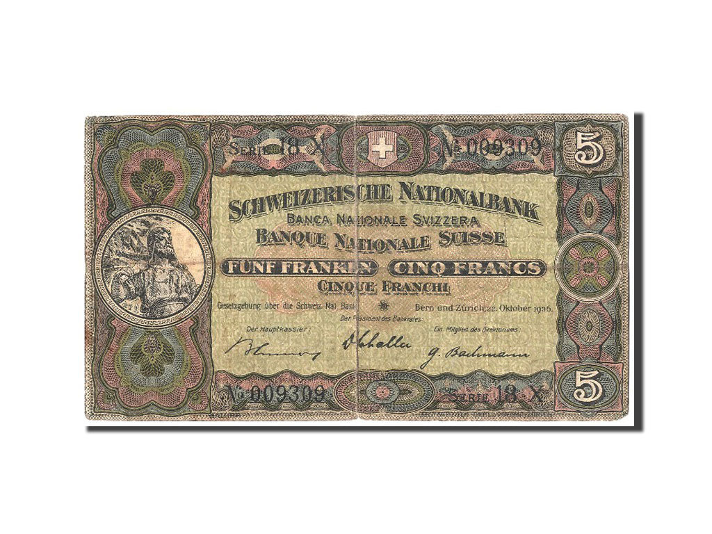 Banknote, Switzerland, 5 Franken, 1936, 1936-11-22, VF(30-35)