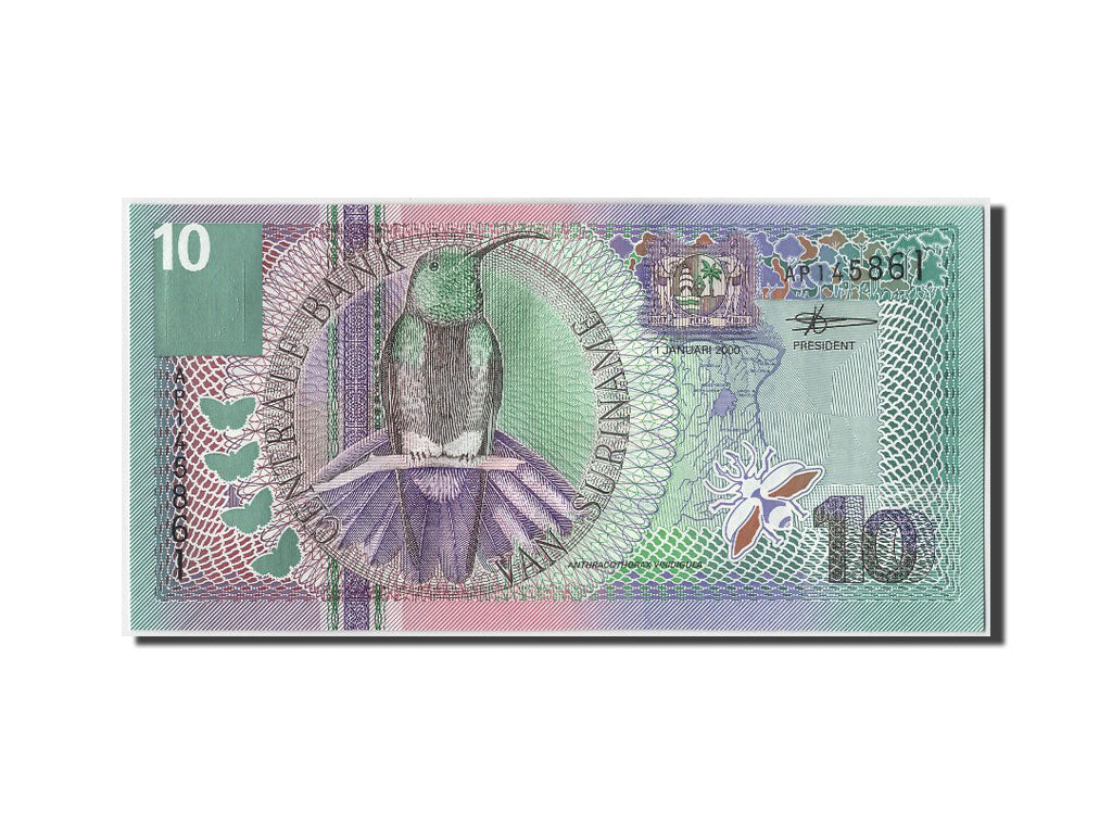 Banknote, Suriname, 10 Gulden, 2000, 2000-01-01, UNC(65-70)