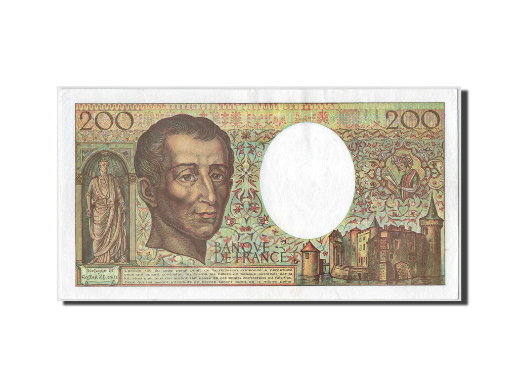 Geldschein, Frankreich, 200 Francs, 200 F 1981-1994 ''Montesquieu'', 1992, VZ+