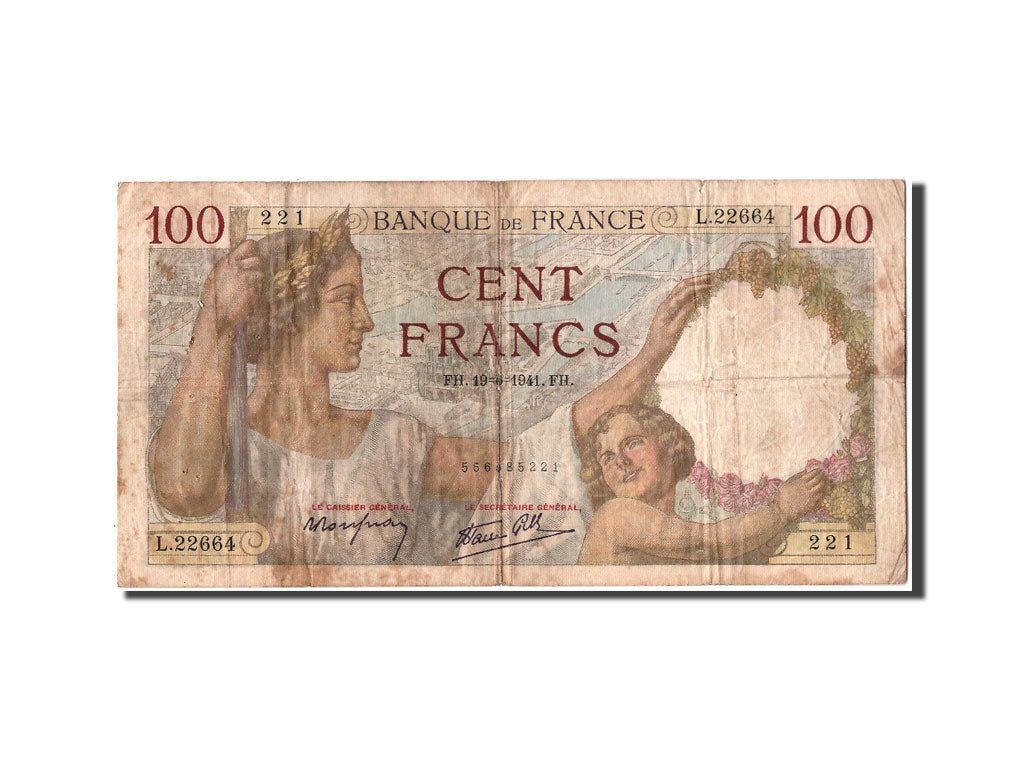 Banknote, France, 100 Francs, 100 F 1939-1942 ''Sully'', 1941, 1941-06-19
