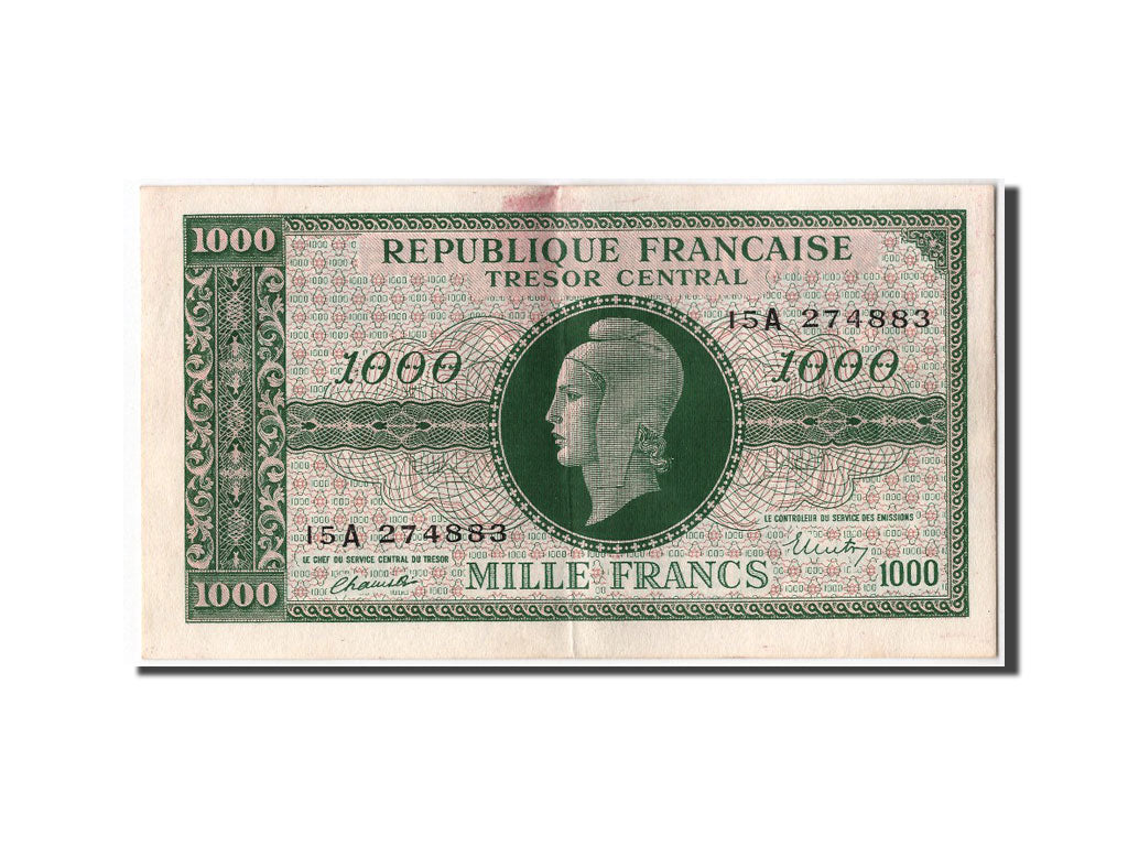 Billete, Francia, 1000 Francs, 1943-1945 Marianne, EBC, Fayette:VF 12.1, KM:107