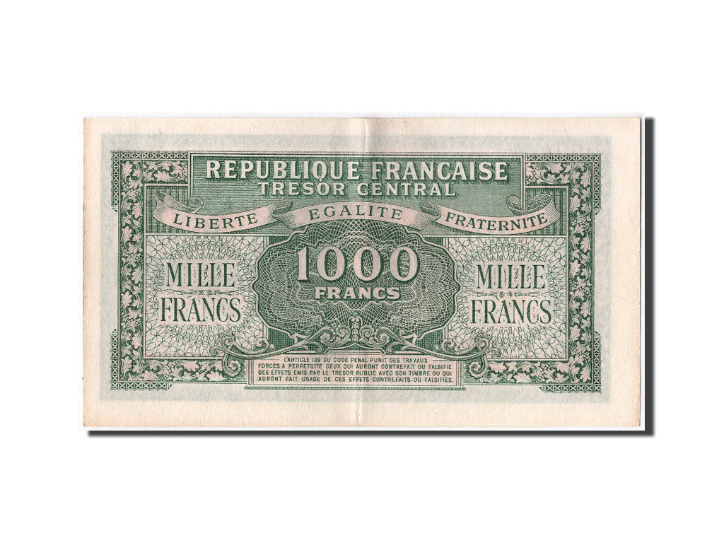 Billete, Francia, 1000 Francs, 1943-1945 Marianne, EBC+, Fayette:VF 12.1, KM:107