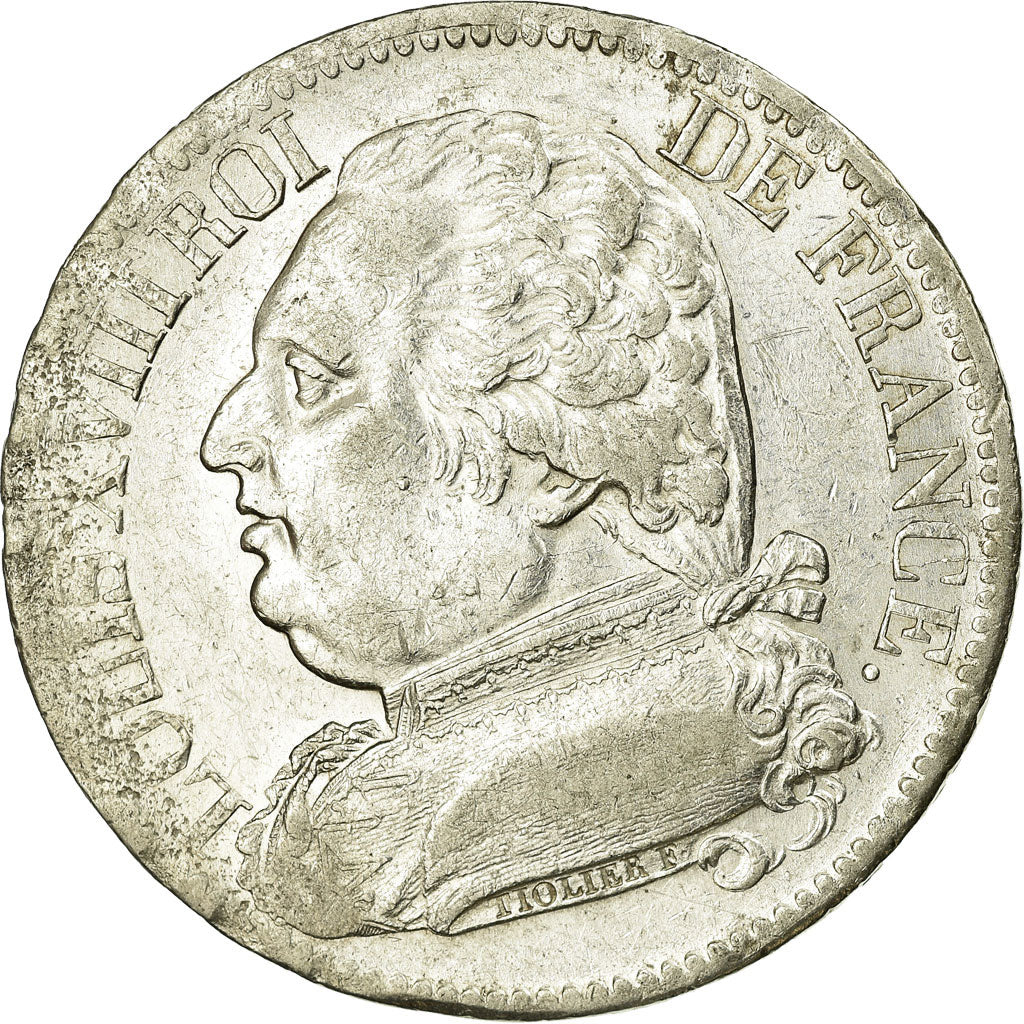 Coin, France, Louis XVIII, Louis XVIII, 5 Francs, 1814, Bayonne, AU(50-53)