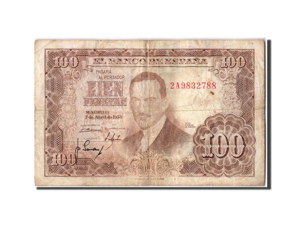Banknote, Spain, 100 Pesetas, 1953, 1953-04-07, VF(20-25)