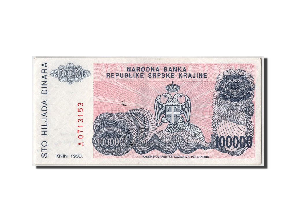 Banknote, Croatia, 100,000 Dinara, 1993, AU(55-58)