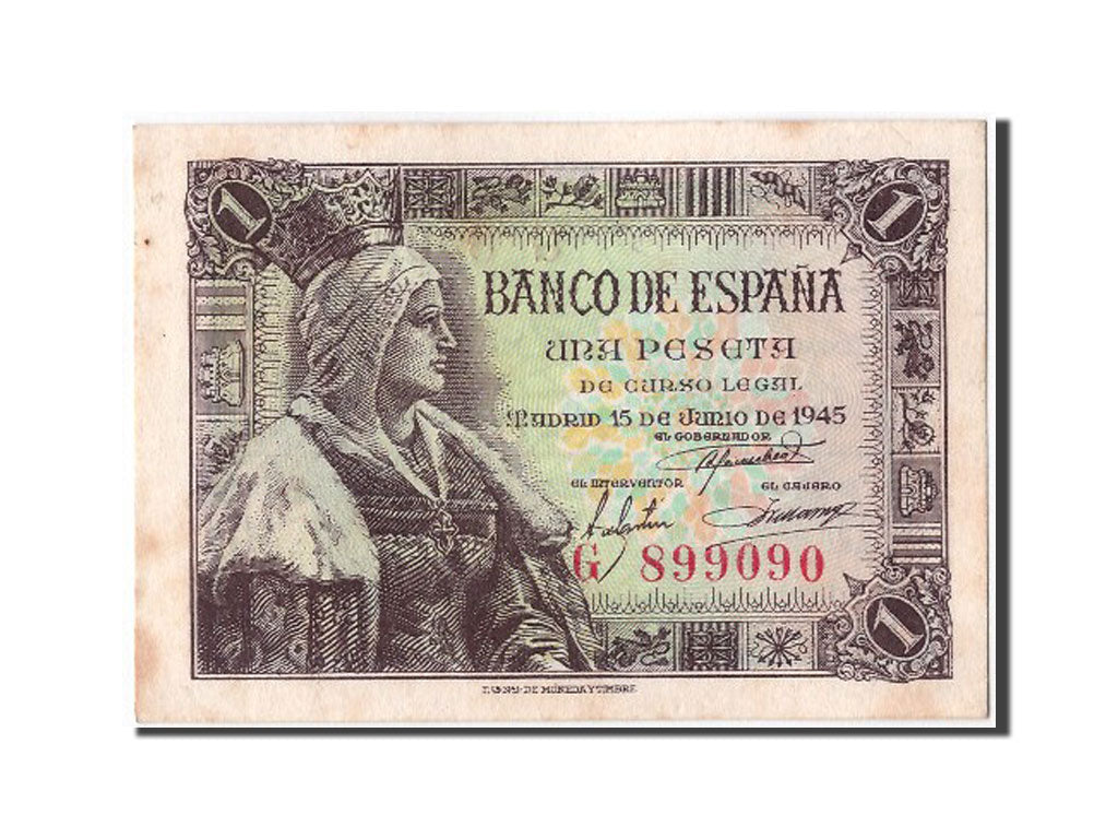 Billete, 1 Peseta, 1945, España, 1945-06-15, SC