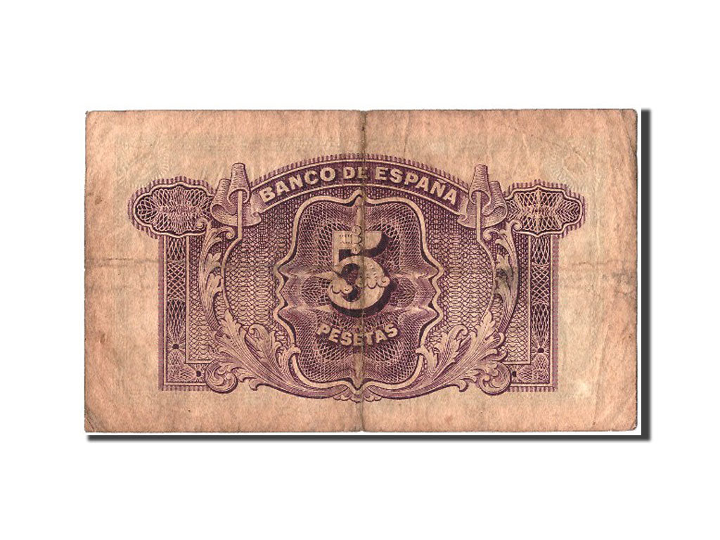 Biljet, Spanje, 5 Pesetas, 1935, TB