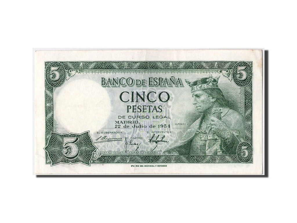 Banconote, Spagna, 5 Pesetas, 1954, 1954-07-22, SPL
