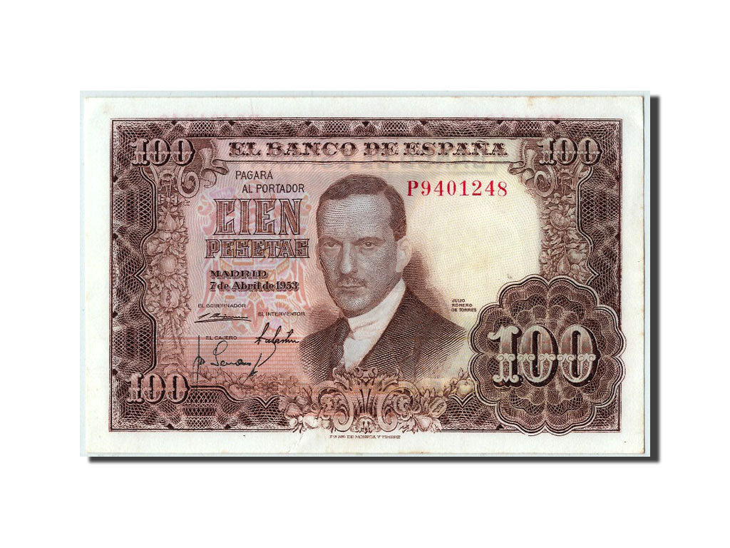 Banknote, Spain, 100 Pesetas, 1953, 1953-04-07, UNC(63)