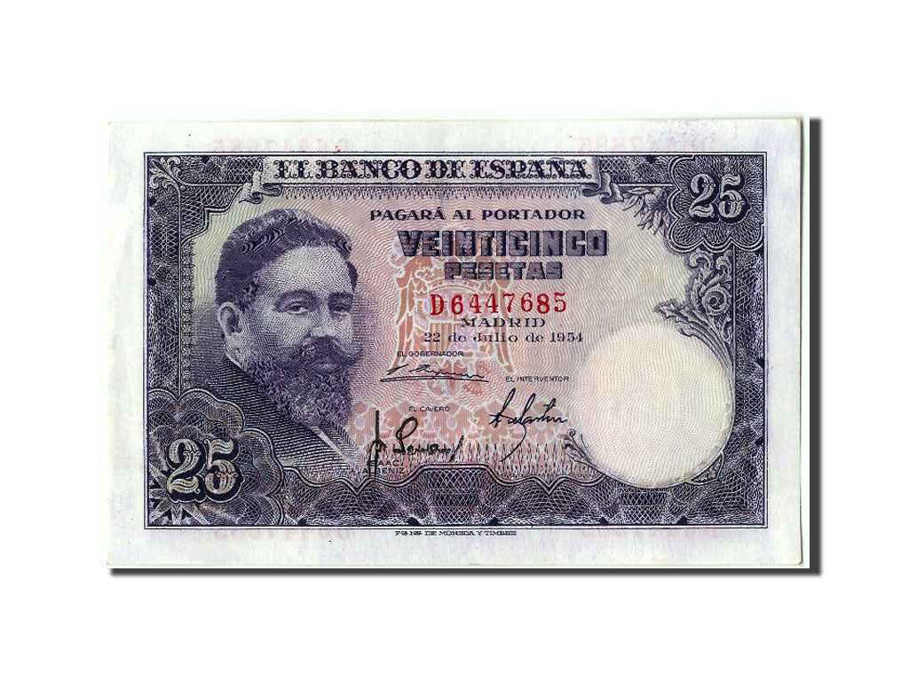 Billete, 25 Pesetas, 1954, España, 1954-07-22, UNC