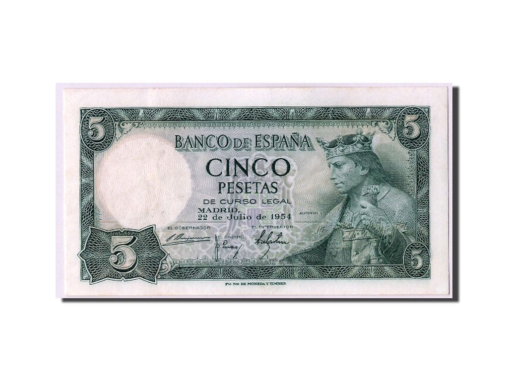 Banconote, Spagna, 5 Pesetas, 1954, 1954-07-22, FDS