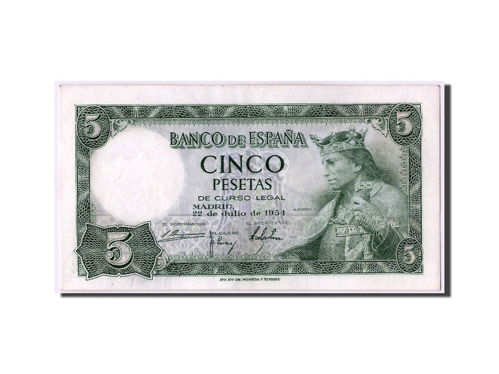 Banconote, Spagna, 5 Pesetas, 1954, 1954-07-22, SPL