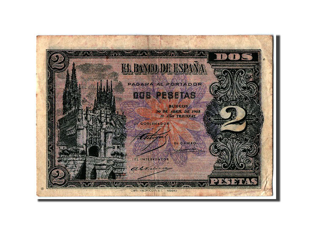 Banknote, Spain, 2 Pesetas, 1938, 1938-04-30, EF(40-45)