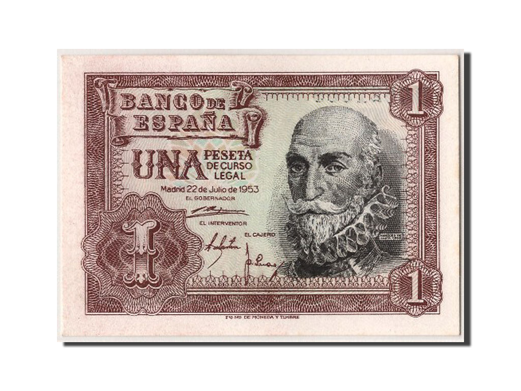 Banknote, Spain, 1 Peseta, 1953, 1953-07-22, UNC(65-70)