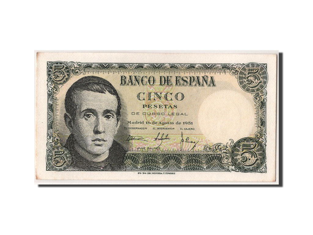 Banconote, Spagna, 5 Pesetas, 1951, 1951-08-16, SPL