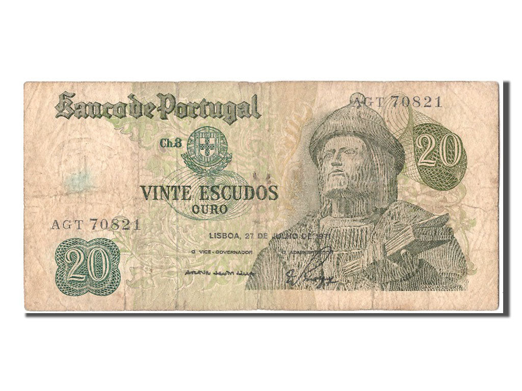 Banknote, Portugal, 20 Escudos, 1971, 1971-07-27, VF(20-25)