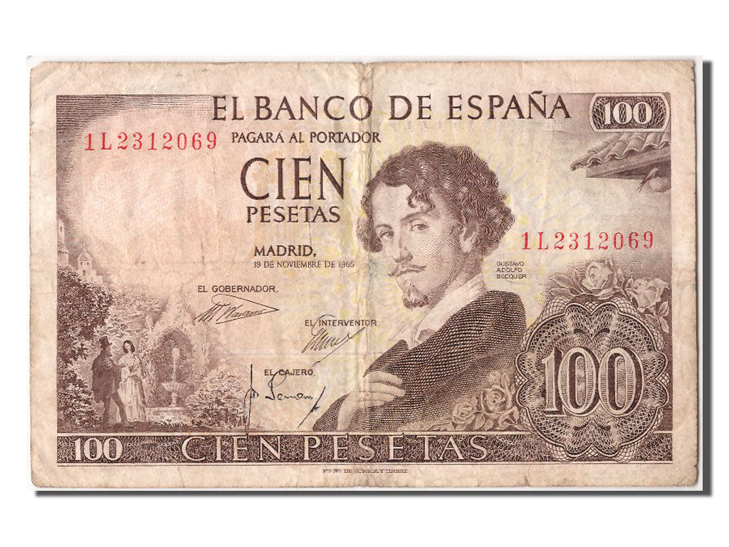 Banknot, Hiszpania, 100 Pesetas, 1965, 1965-11-19, VF(30-35)