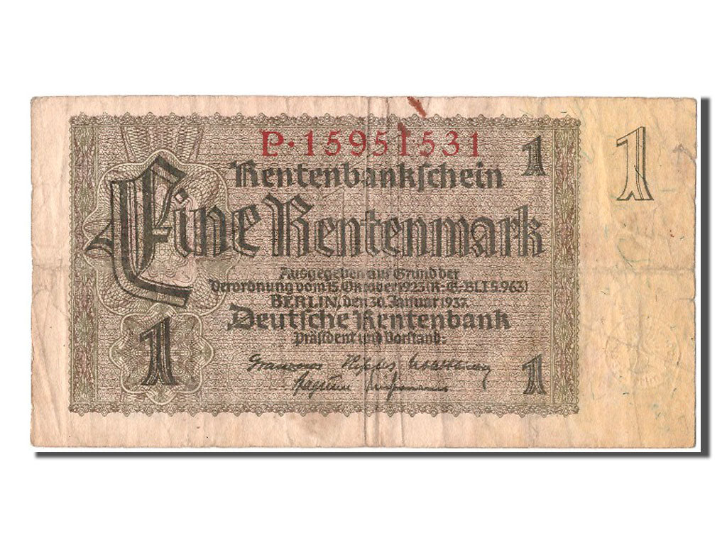 Banknote, Germany, 1 Rentenmark, 1937, 1937-01-30, VF(20-25)