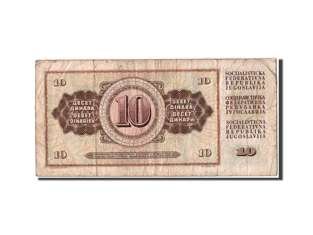 Banconote, Iugoslavia, 10 Dinara, 1968, 1968-05-01, MB