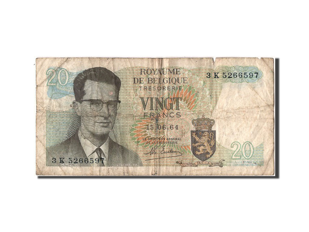 Banknote, Belgium, 20 Francs, 1964, 1964-06-15, VF(20-25)