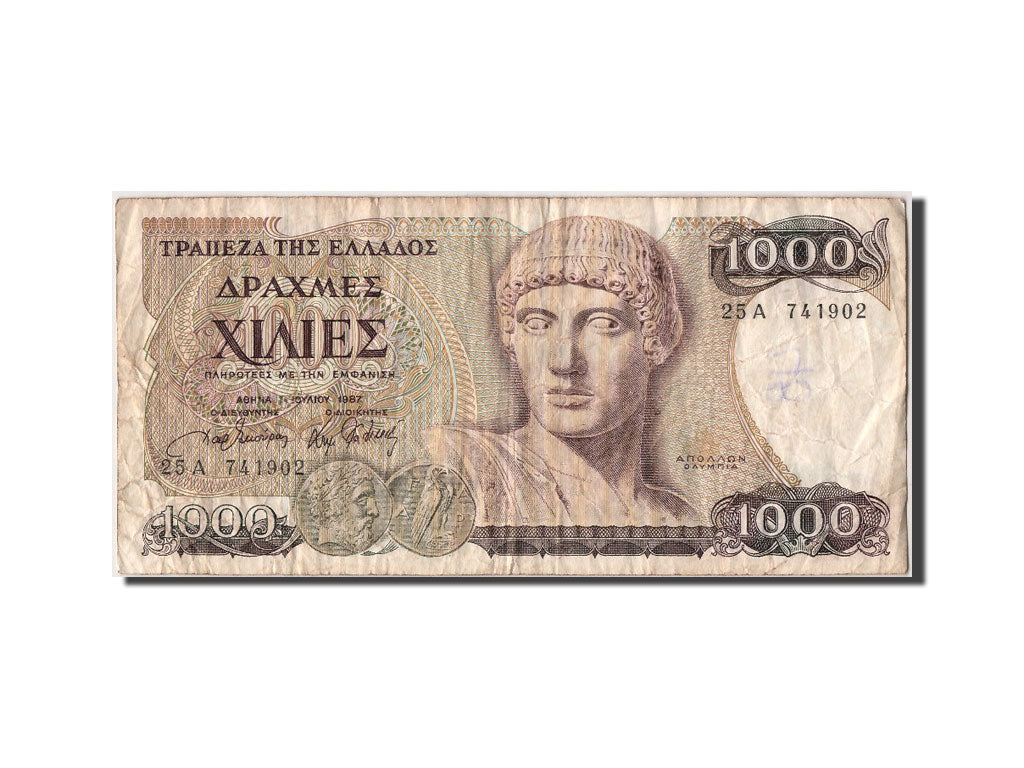 Banconote, Grecia, 1000 Drachmaes, 1987, 1987-07-01, MB+