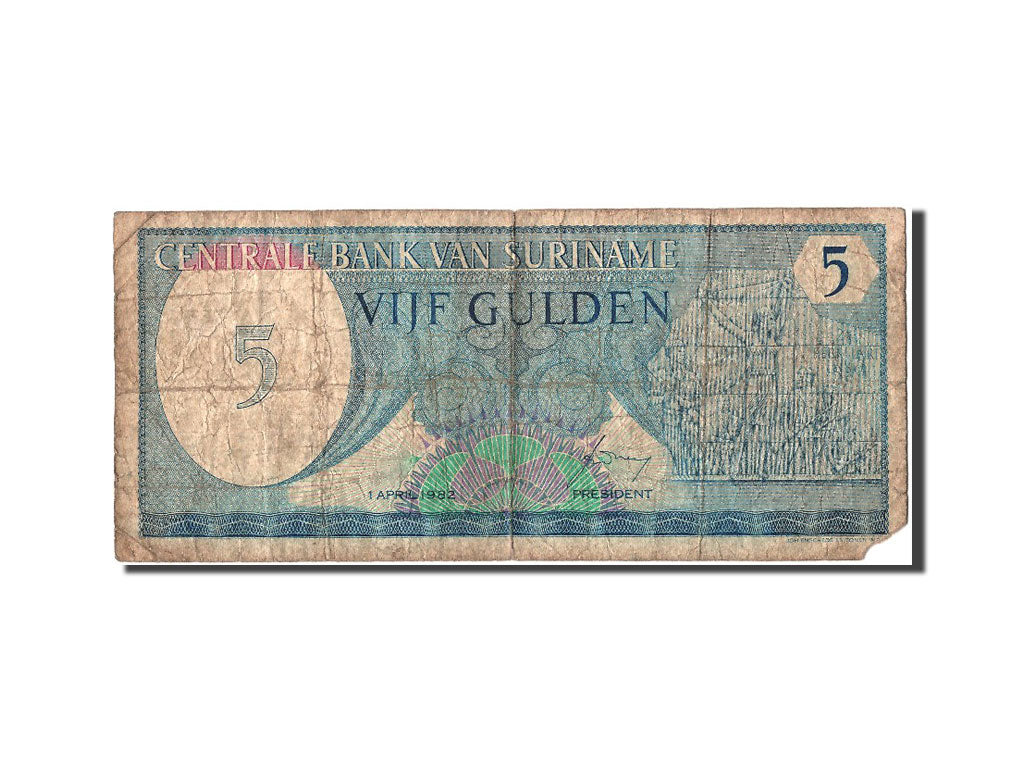 Biljet, Suriname, 5 Gulden, 1982, 1982-04-01, TB