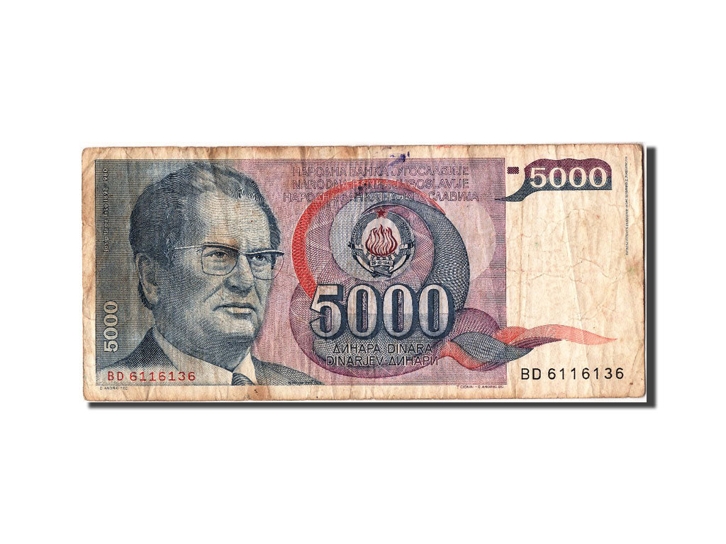 Banconote, Iugoslavia, 5000 Dinara, 1985, 1985-05-01, MB