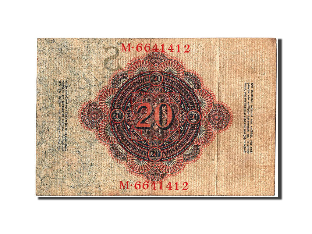Billete, 20 Mark, 1914, Alemania, 1914-02-19, BC+