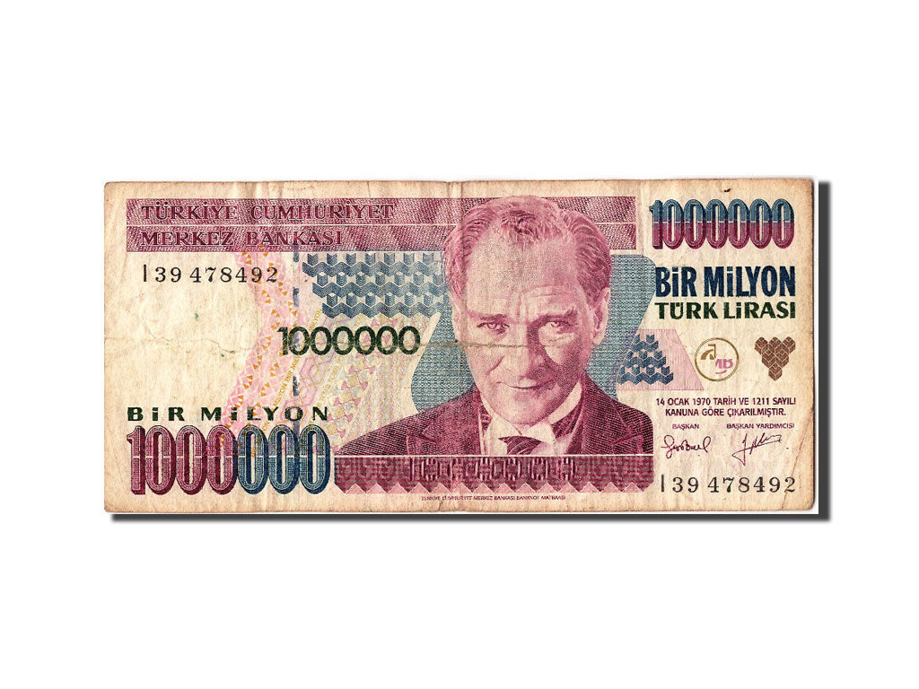 Banconote, Turchia, 1,000,000 Lira, 1970, B+
