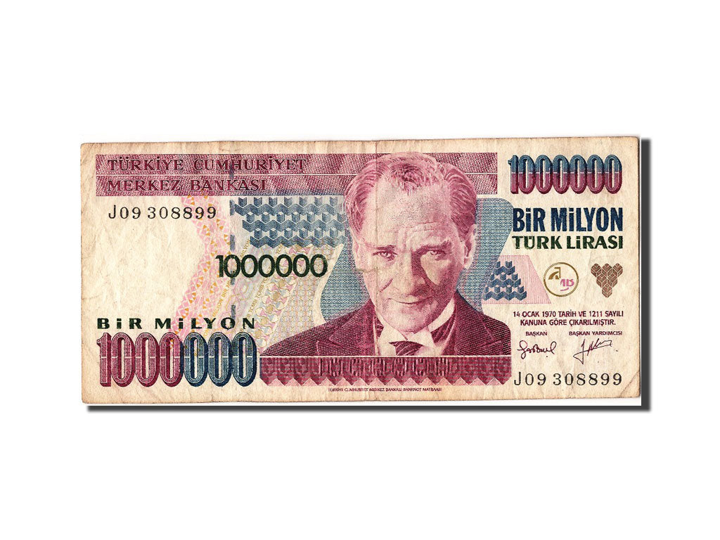 Banconote, Turchia, 1,000,000 Lira, 1970, MB