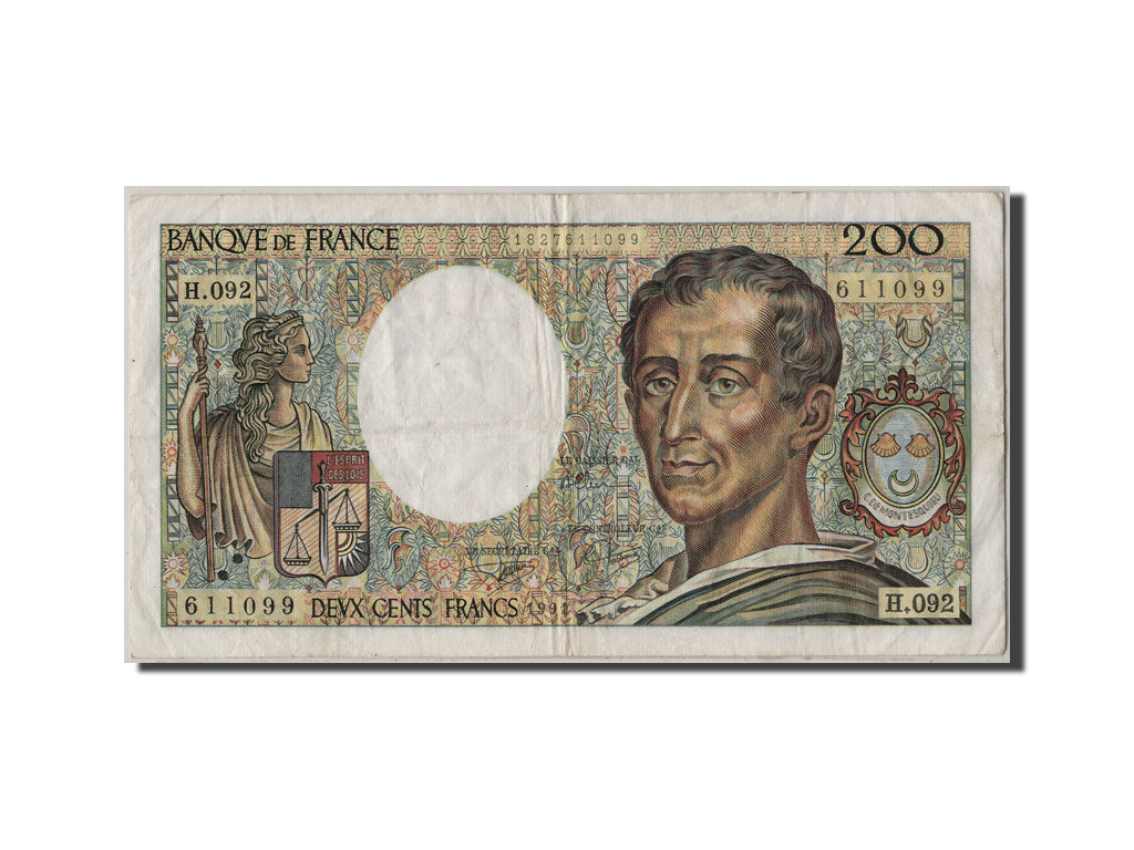Banknote France 200 Francs 200 F 1981-1994 ''Montesquieu'' 1991 EF(40 ...