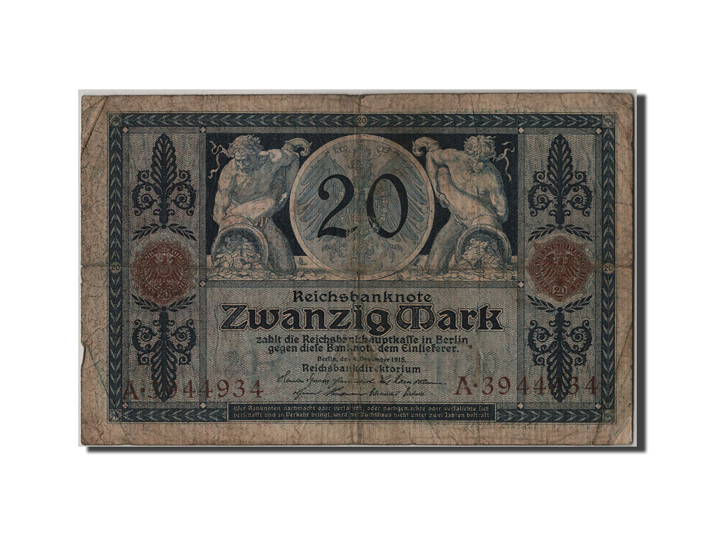 Billete, 20 Mark, 1915, Alemania, 1915-11-04, RC+