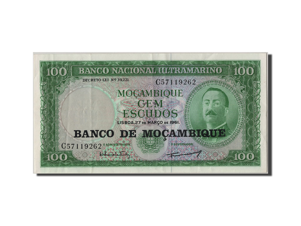 Banknot, Mozambik, 100 Escudos, 1961, 1961-03-27, KM:117a, AU(50-53)